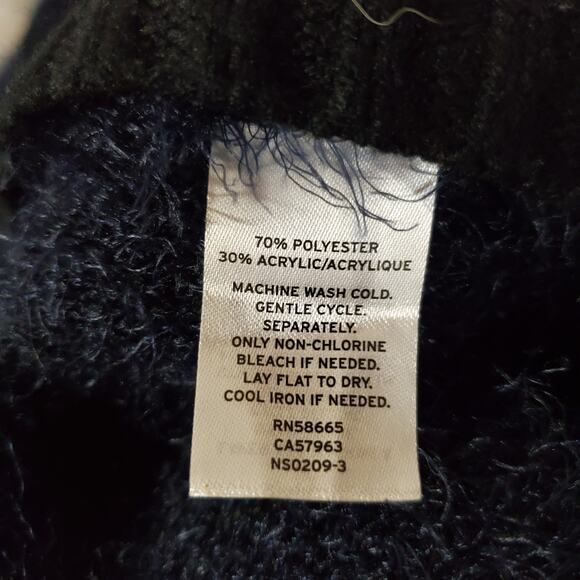 14th & Union Fuzzy Jacquard Blue Hi Low Scoop Neck Knit Sweater Womens Size L - Picture 11 of 12